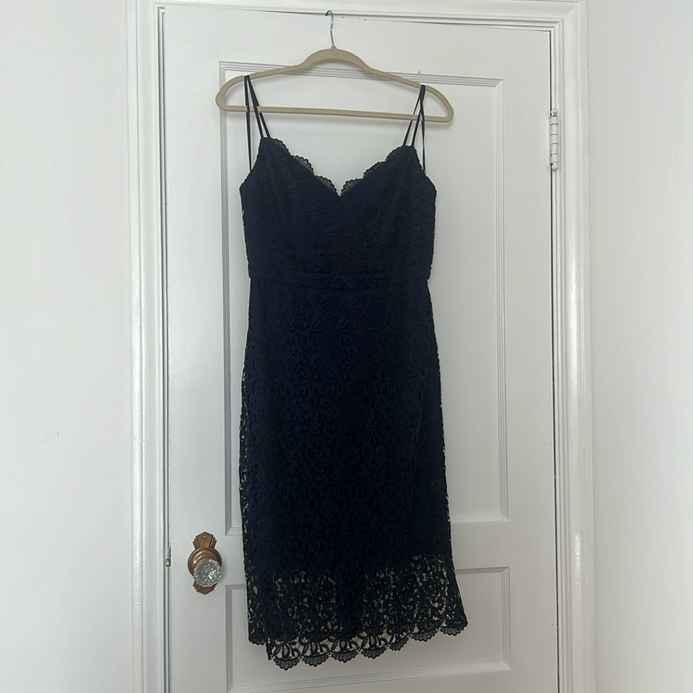 Midi Lace Navy Blue Dress